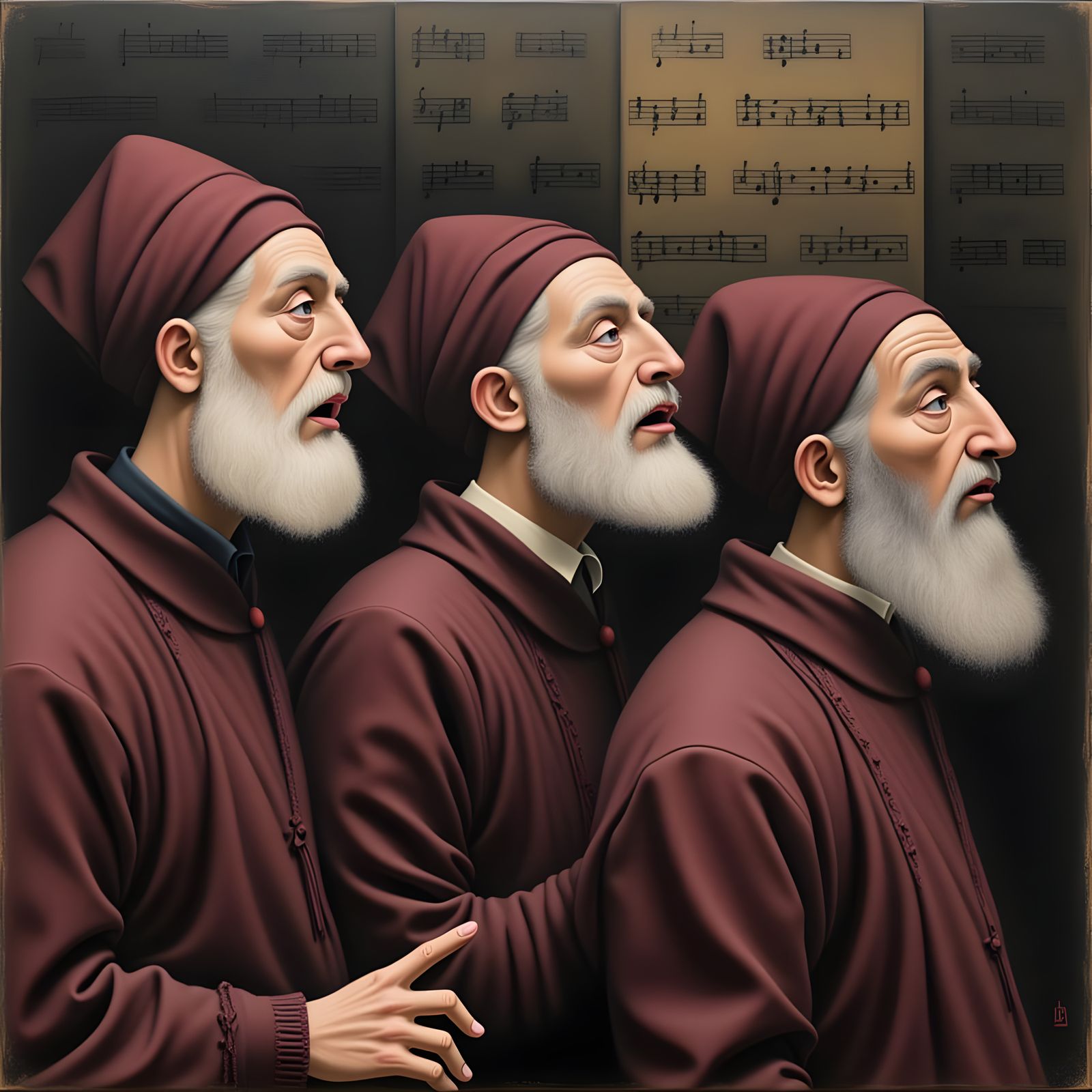 Three Elderly Men in Traditional Attire, Full of Enthusiasm ...