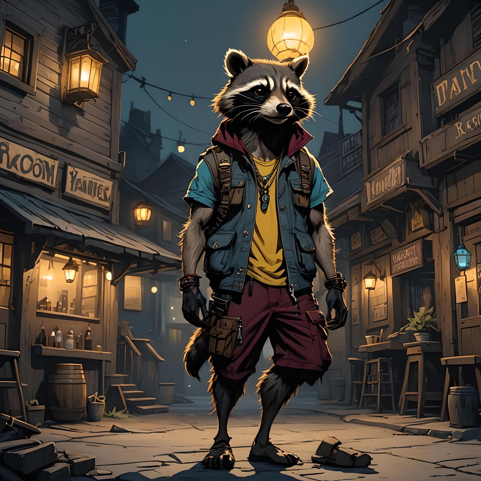 Raccoon Punk in Grim Fairytale Tavern
