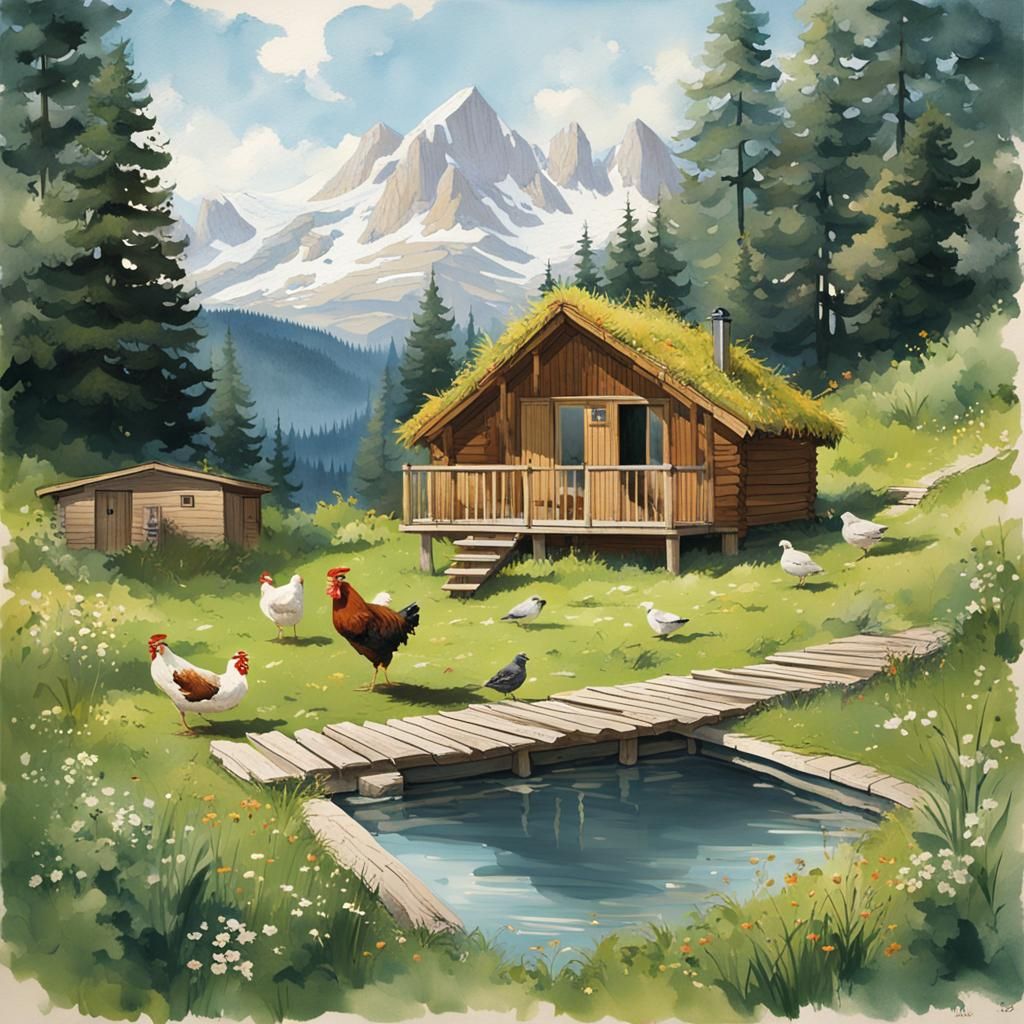 Geodesic Dome Community with Gardeners in Detailed Matte Pai...