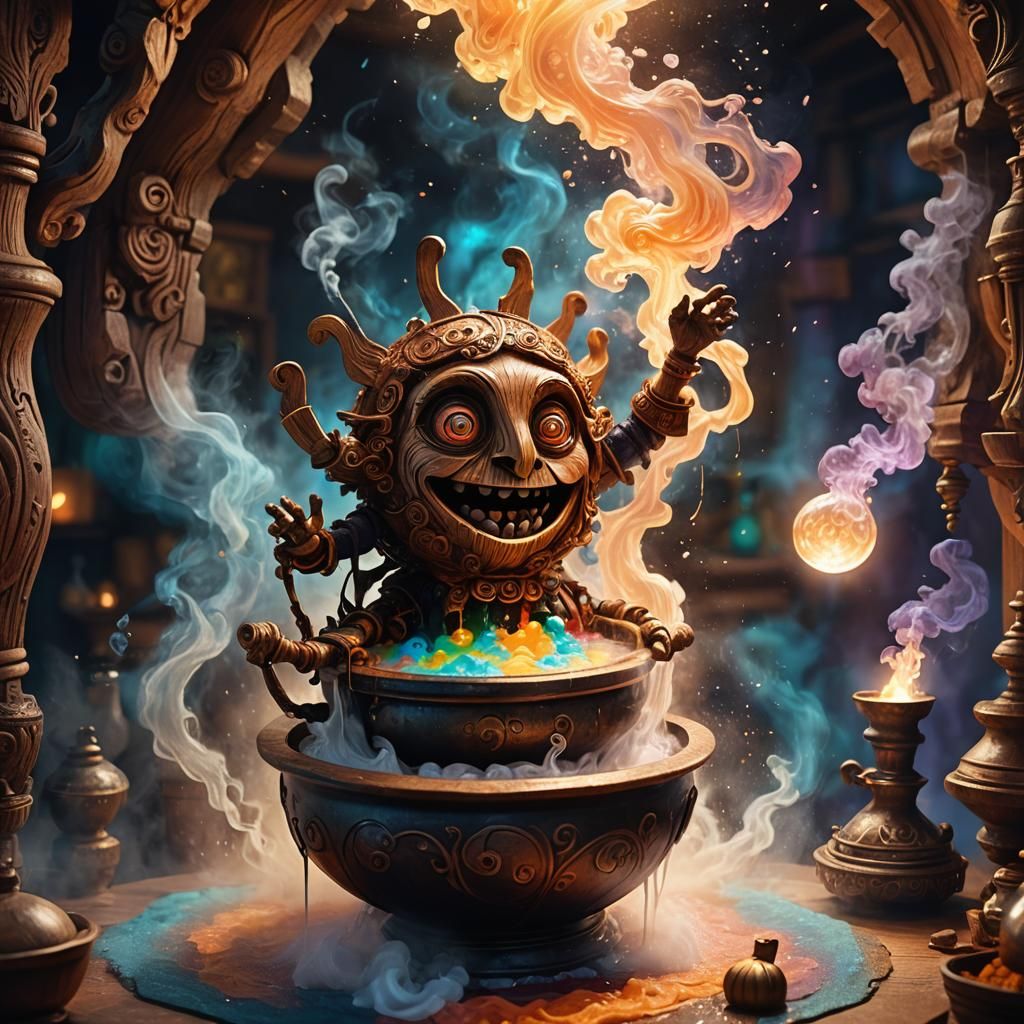 Magical Wooden Puppet Concocting Potion, Concept Art