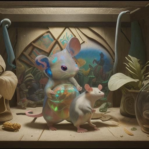 Holographic Mouse Finds Grain: Cubist Still Life