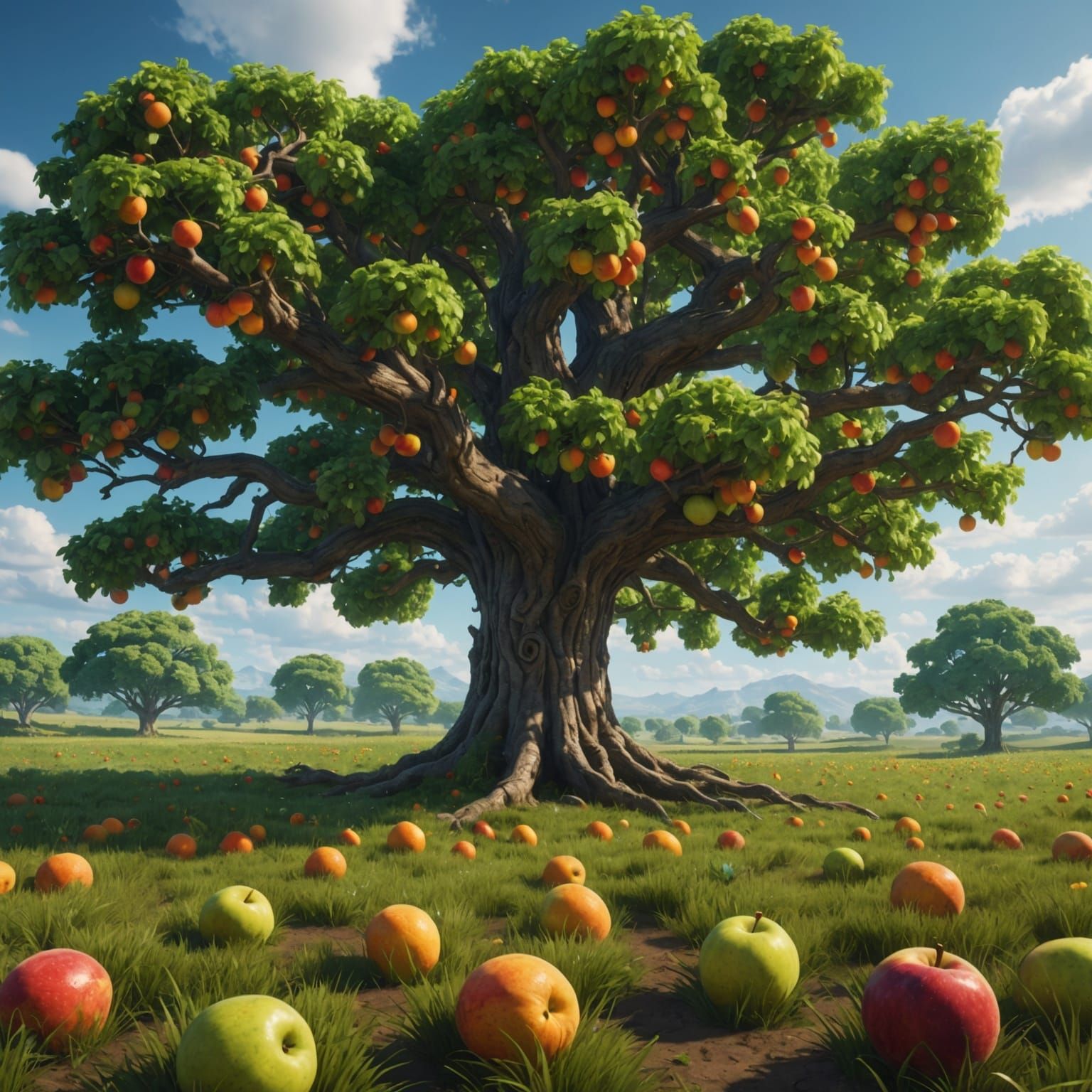 Lush Field with Tempting Fruit: Fantasy Concept Art