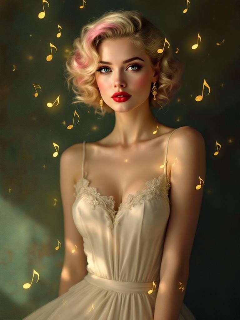 Pin-Up in Musical Symphony, Art Nouveau Style