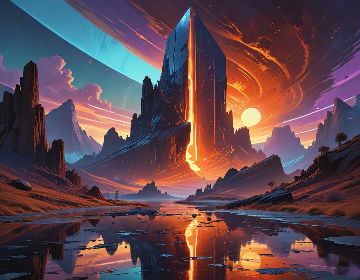 Majestic Rock Formation Rises from Glassy Waters in an Extra...