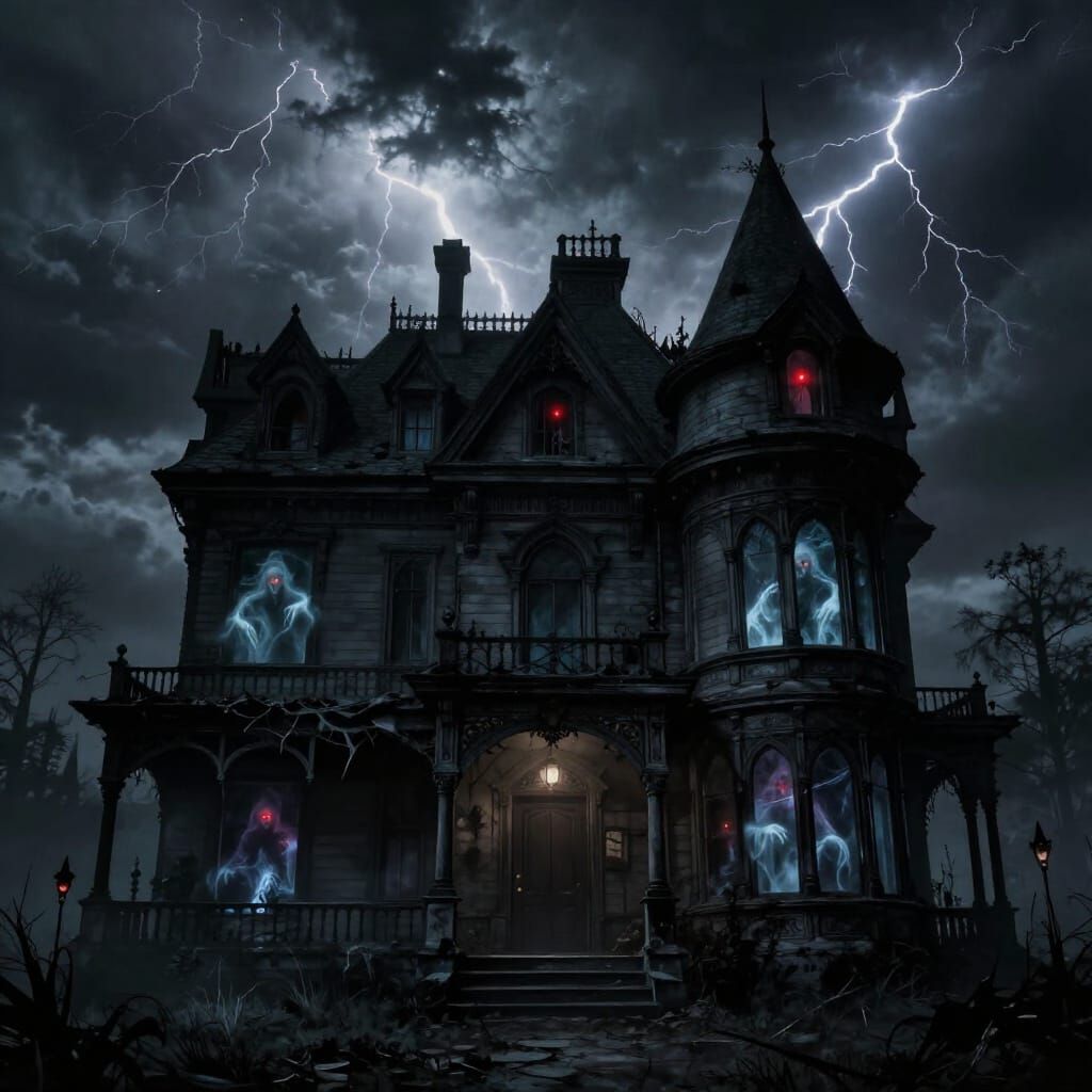 Gothic Victorian Mansion Haunting at Midnight