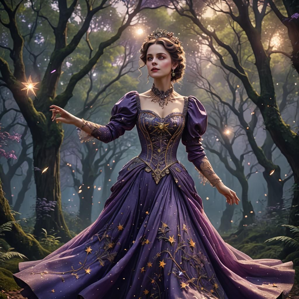 Edwardian Beauty Dancing Under the Stars