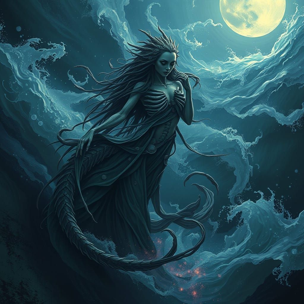 Mystical Siren Emerges from Ocean Depths in Bioluminescent S...