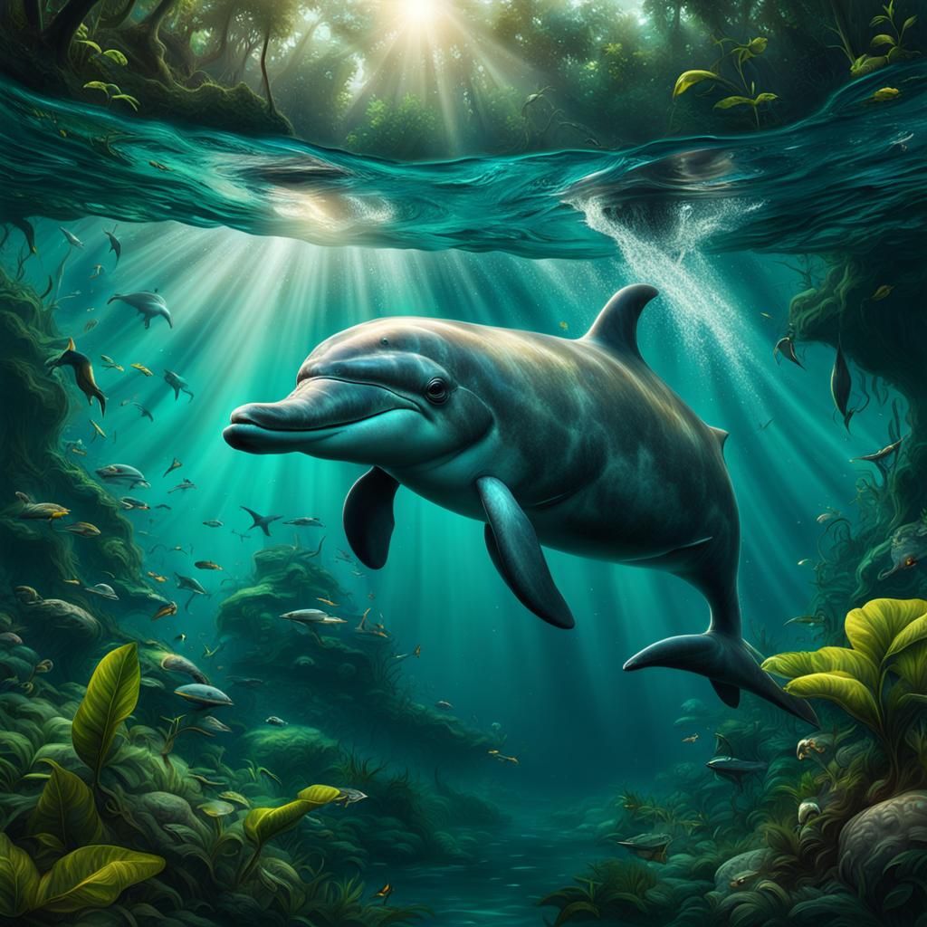 Epic Amazon River Dolphin Digital Painting