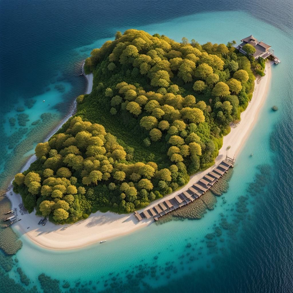 Peaceful Island Paradise with Golden Fences