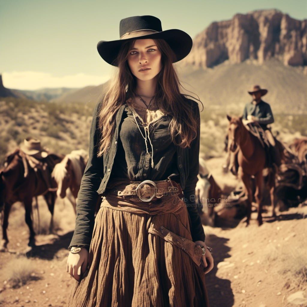 Old West Female Gunslinger: Nostalgic Portrait