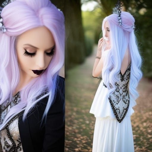 Gothic Elf with Fairy Wings in Anime Style