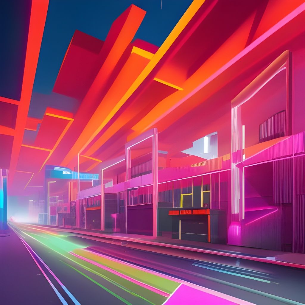 Colorful Geometric Cityscape Illustration
