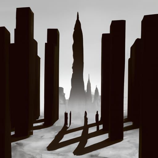 Surreal Metropolis Inhabited by Shadow Beings