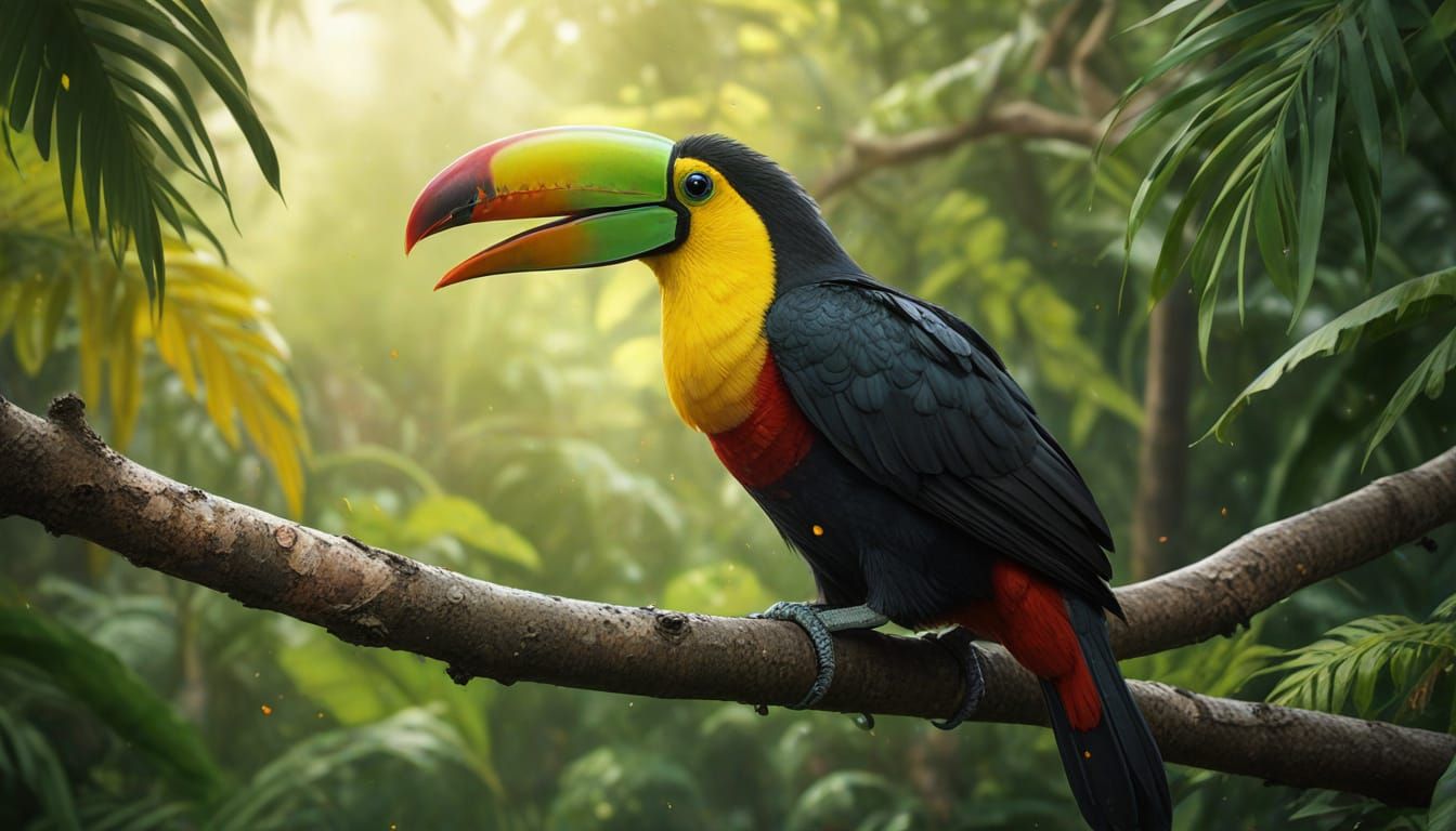 Hyperrealistic Yellow-Throated Toucan in Dramatic Splash Art