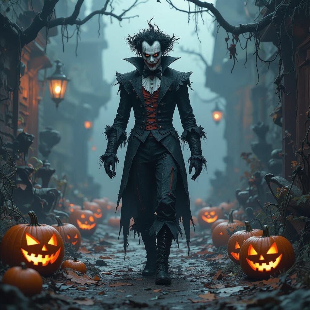 Dark Halloween Figure in Gothic Art Style