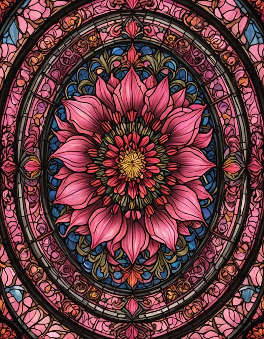 Stained Glass Crown Imperial Flower Digital Painting