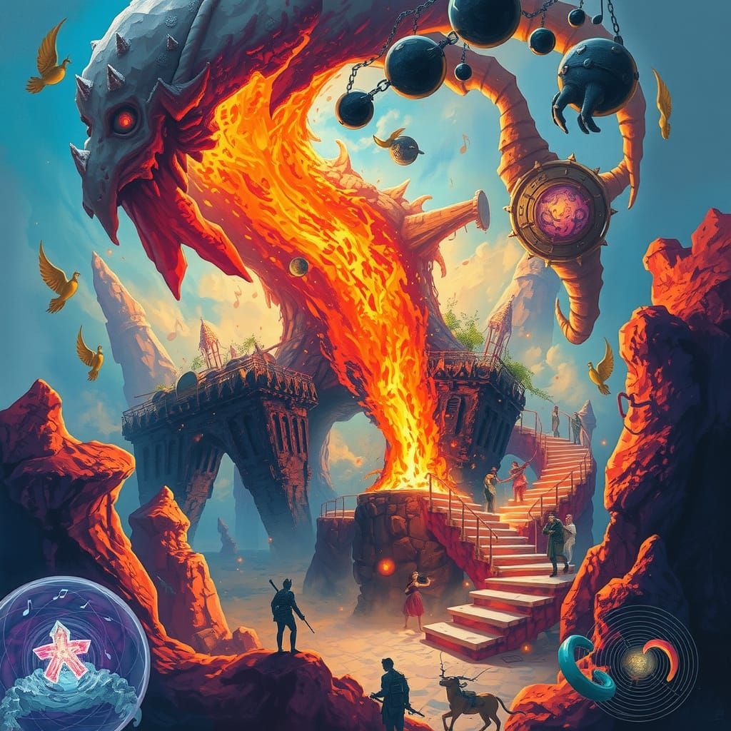 Fiery Music Magic Realm as Digital Painting