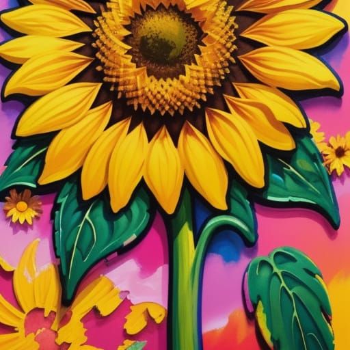 Impressionist Sunflower in Gouache Style