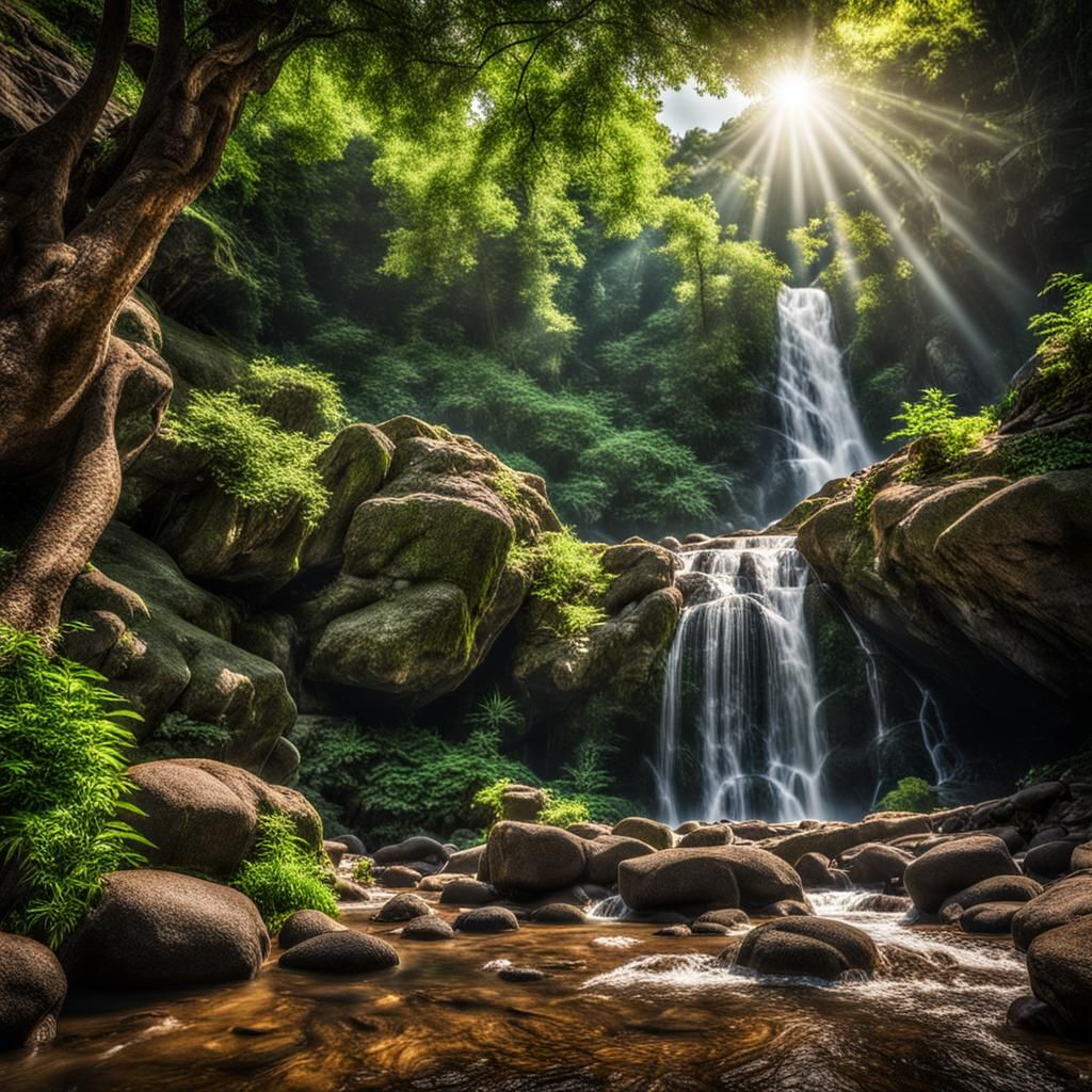 Lush Waterfall Hidden Deep in the Mountains