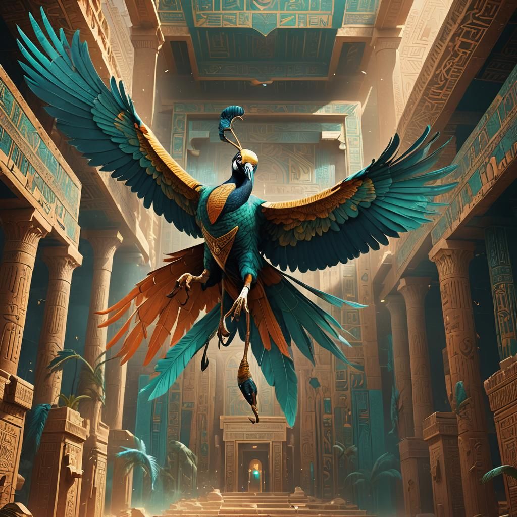 Thoth Ibis Flight from Ancient Temple