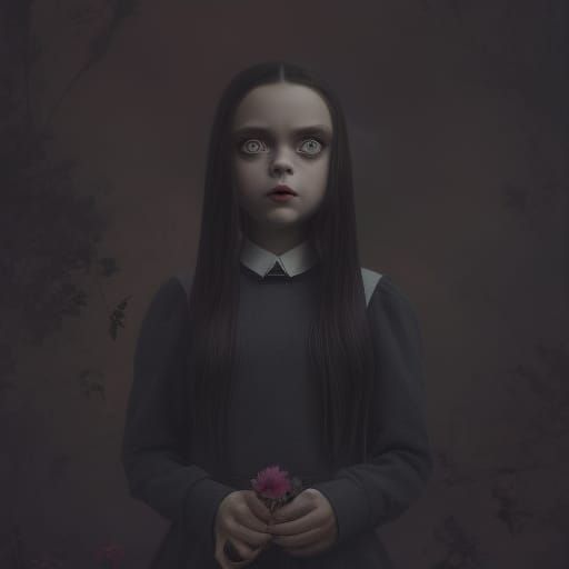 Sinister Wednesday Addams Portrait in Fantasy Style