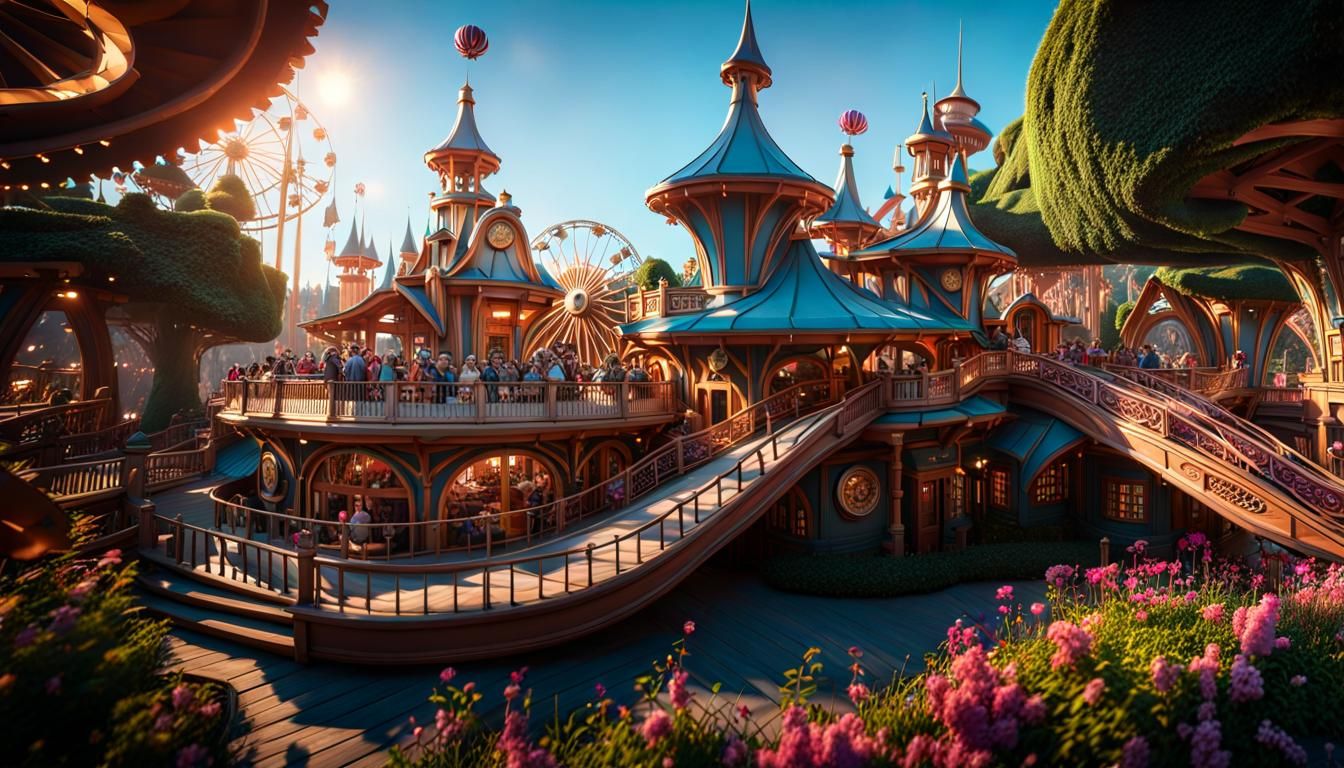 Theme park in sunny day