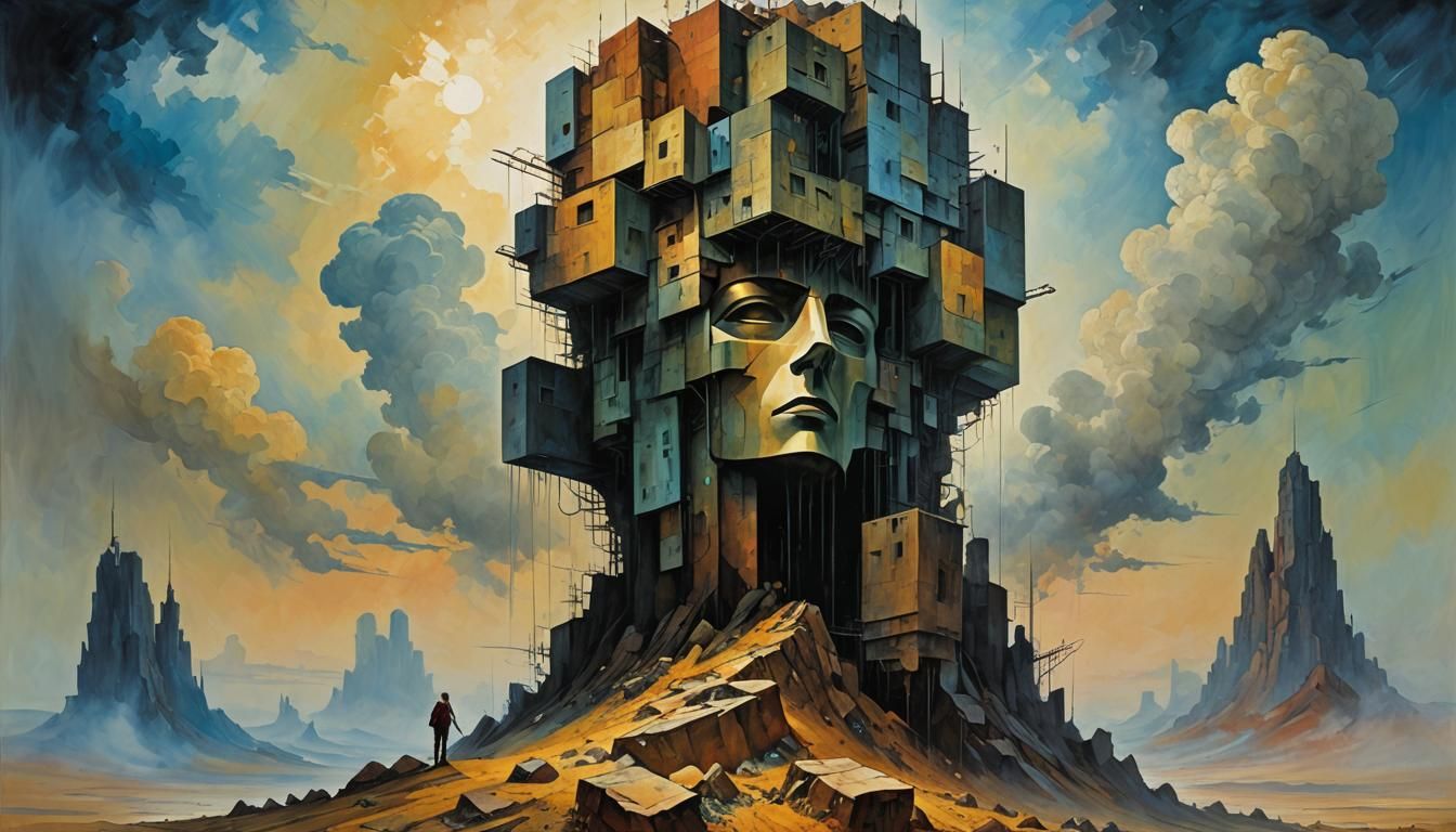 Abstract Revolution: Cubist Acrylic Art Illustration