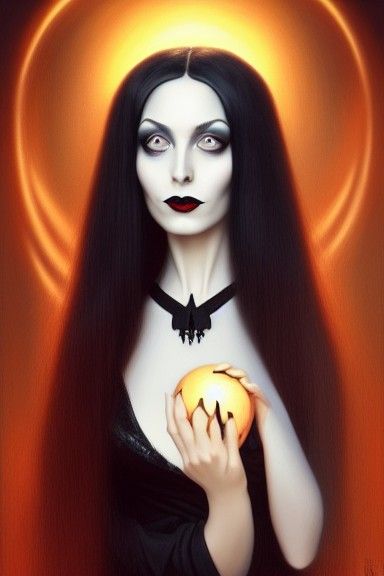 Morticia Addams Portrait in Fantasy Style