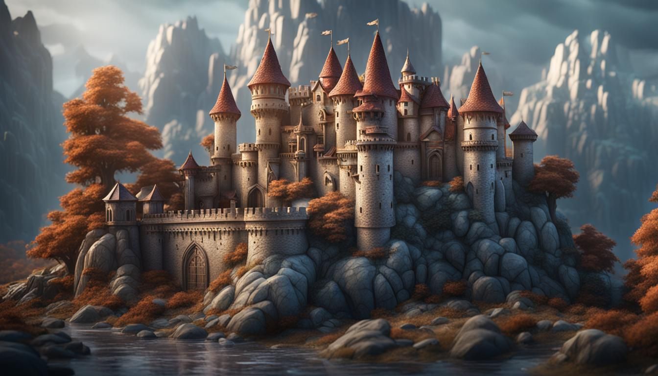 Miniature Alabaster Castle: Detailed Matte Painting