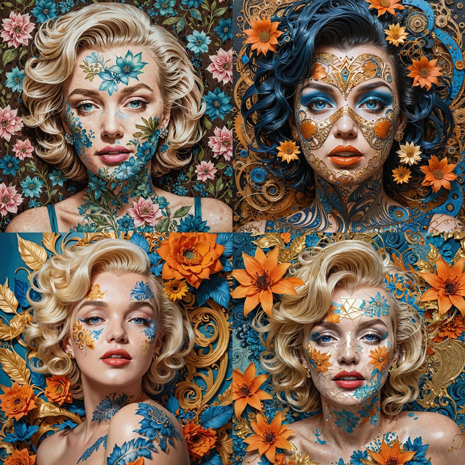 Mystical Marilyn Monroe Portrait with Floral Tapestry