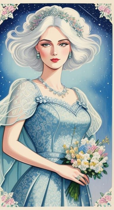 Elegant Lady with White Hair in 1920s Style