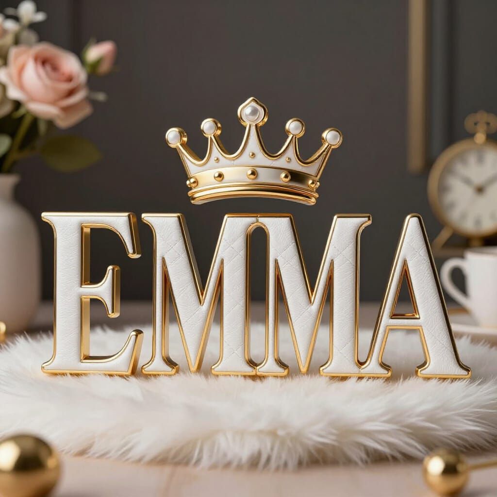 Luxury 3D "EMMA" Name Design with Crown