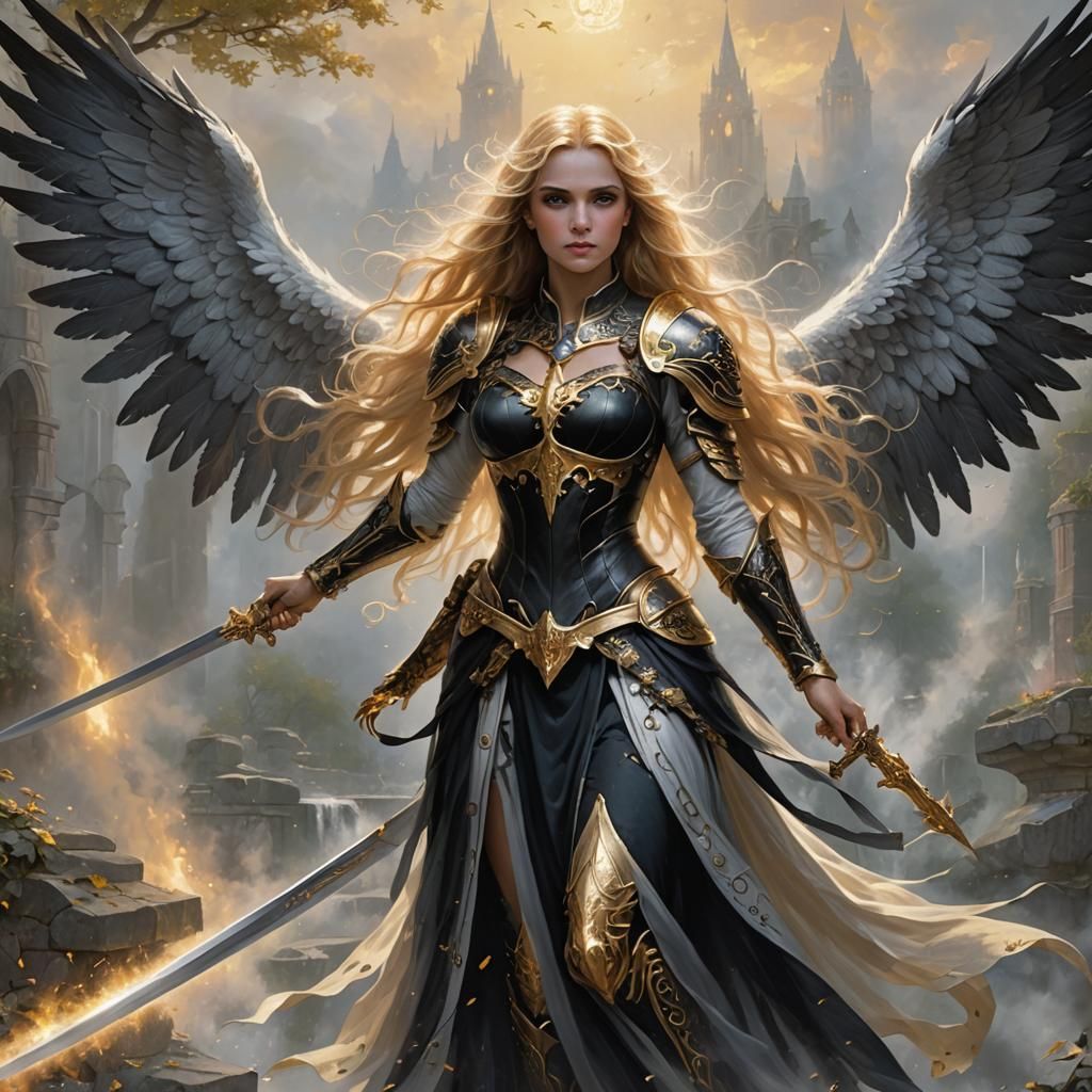 Fallen Angel Aasimar Warrior with Sword