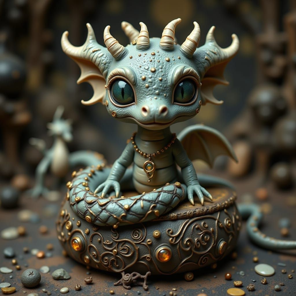 Cute Baby Dragon in Jewelry Box Claymation