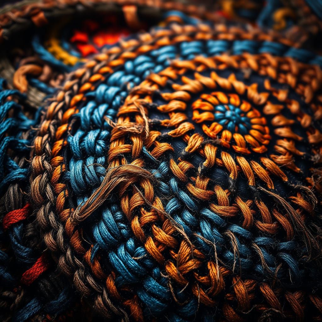 Intricate Textile Art in Charcoal Drawing Style