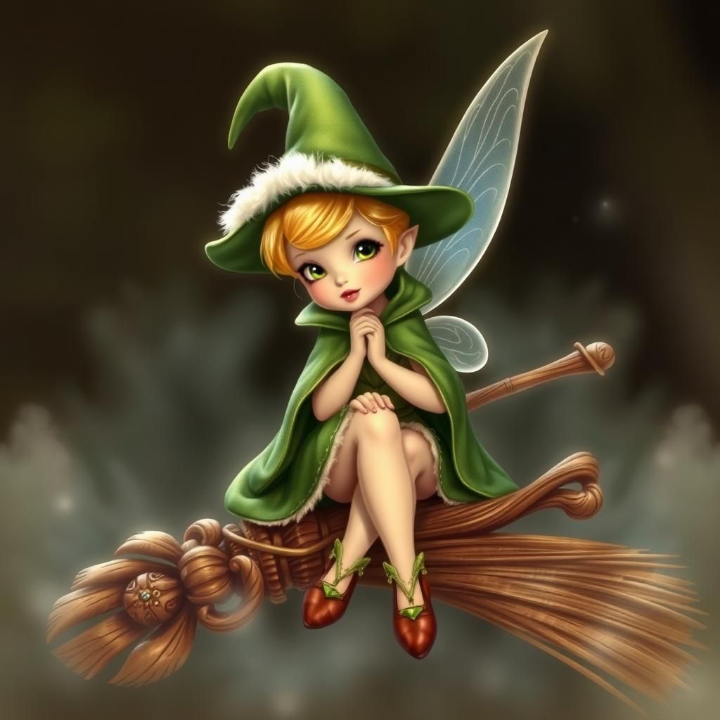 Tinkerbell as Whimsical Witch in Fantasy Art Style