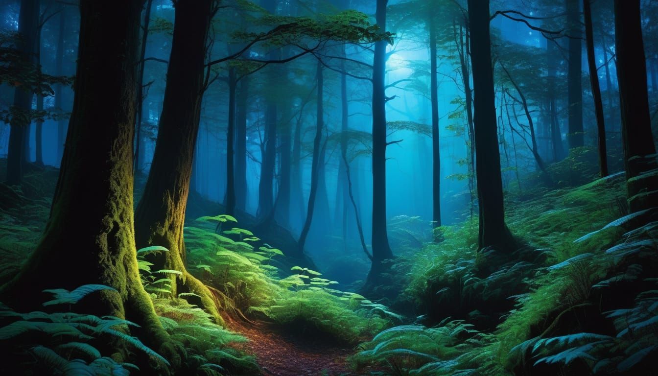 Eerie Night Forest in Nightcap National Park