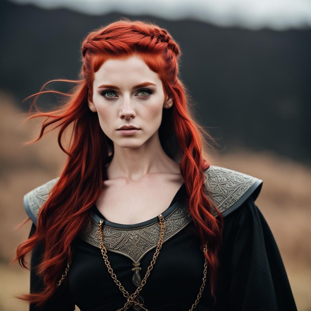Red-Haired Woman with Viking Style