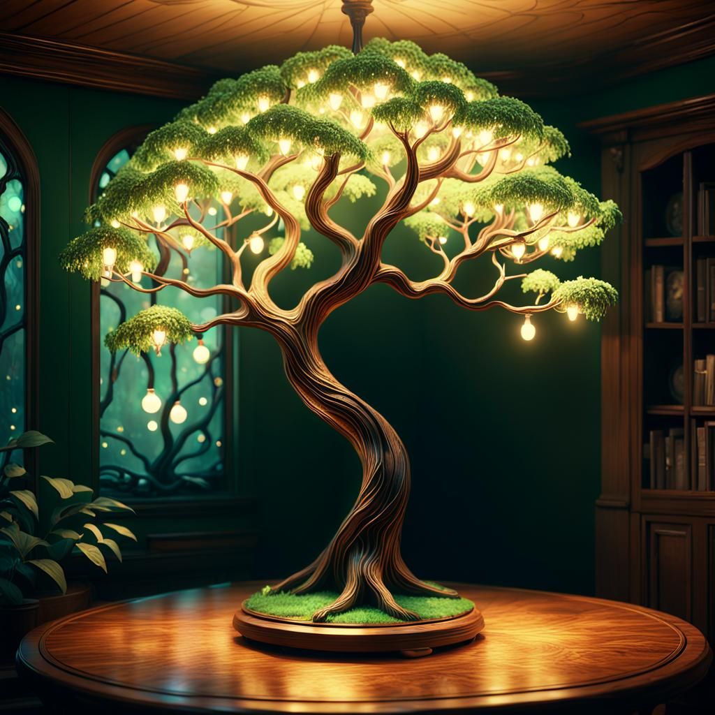 Tree Lamp Concept Art with Art Nouveau Influences
