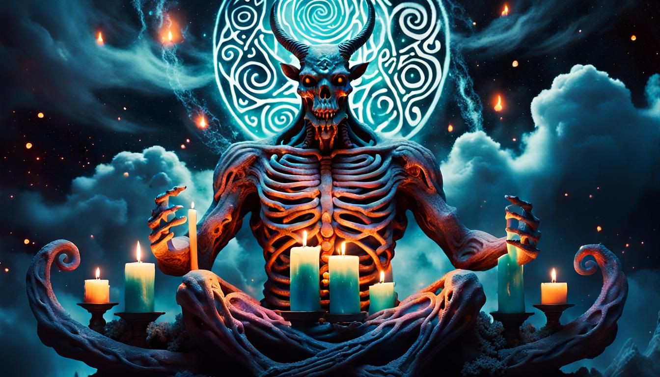 Surreal Demonic Creature in a Cosmic Landscape