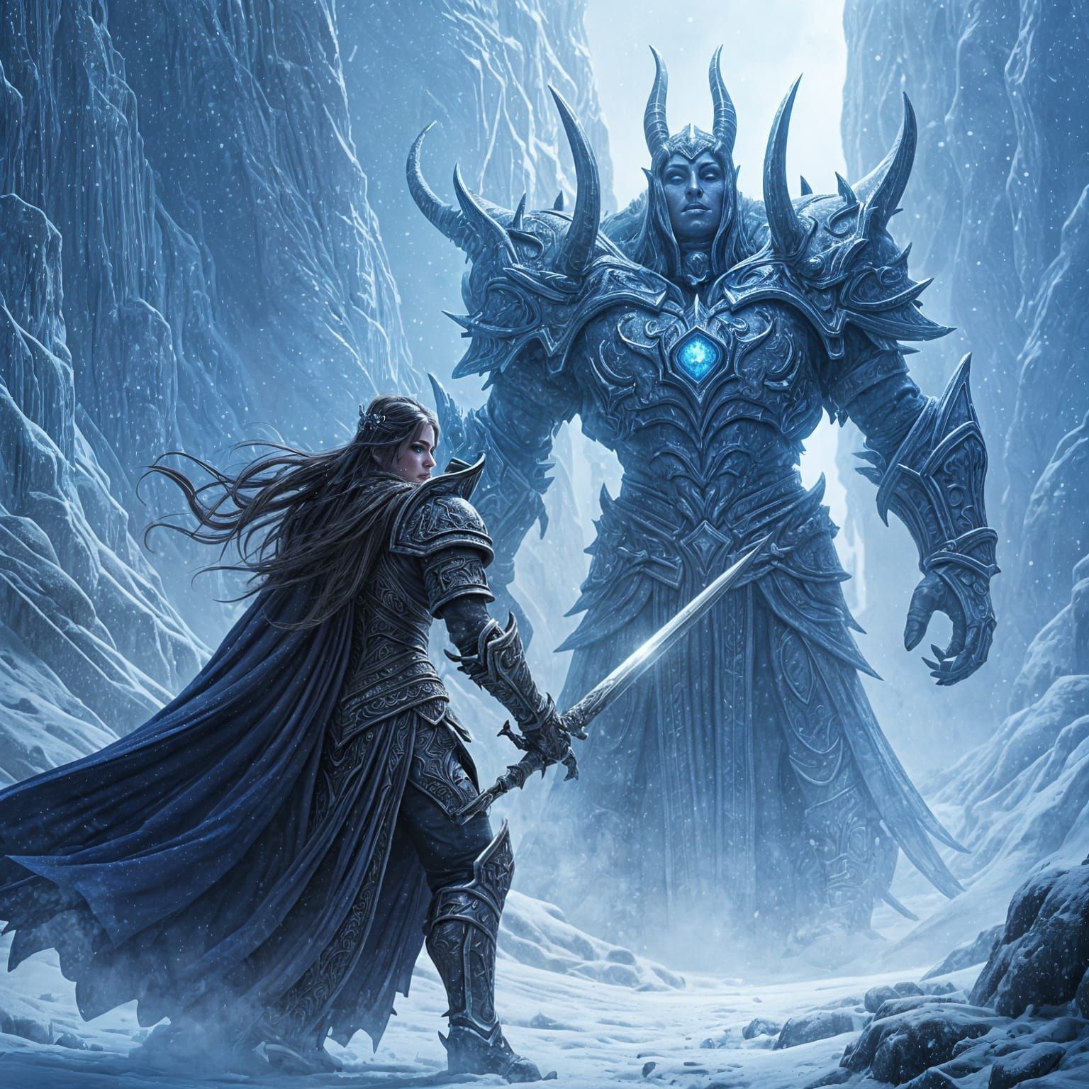 Epic Dark Fantasy Paladin Battles the Lich King in Frosty No...
