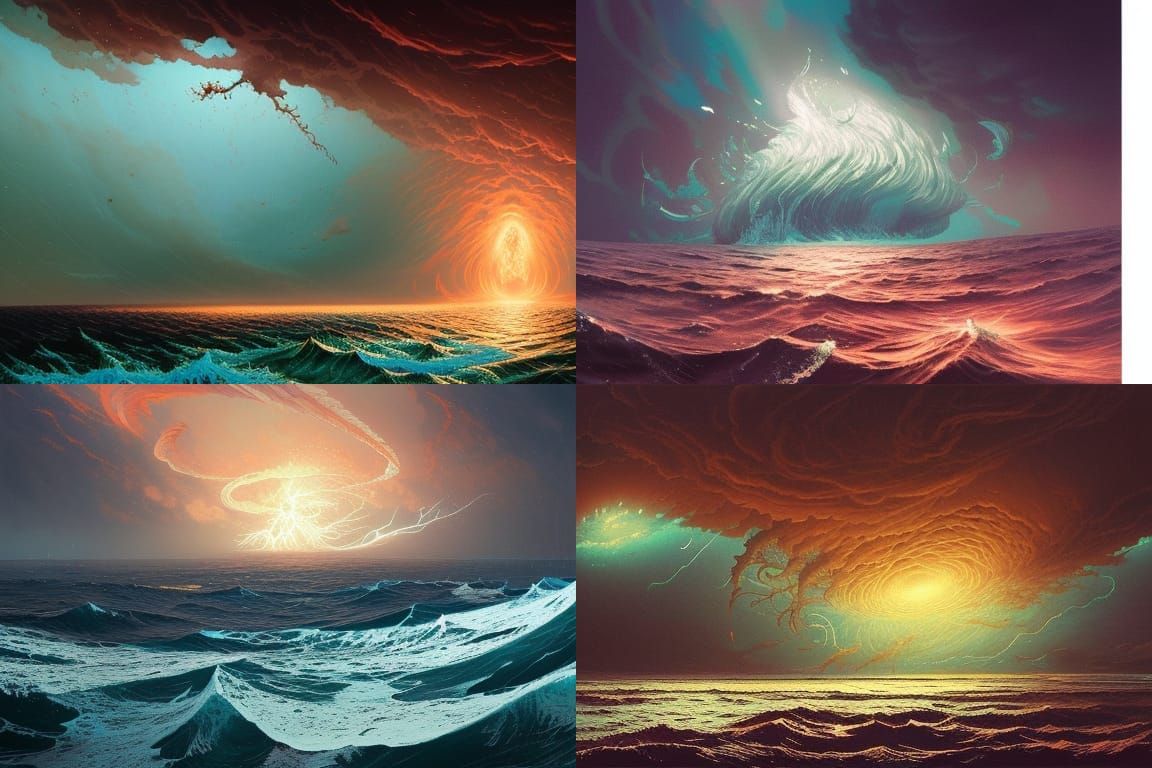 Blood Ocean Maelstrom in Horror Landscape Style