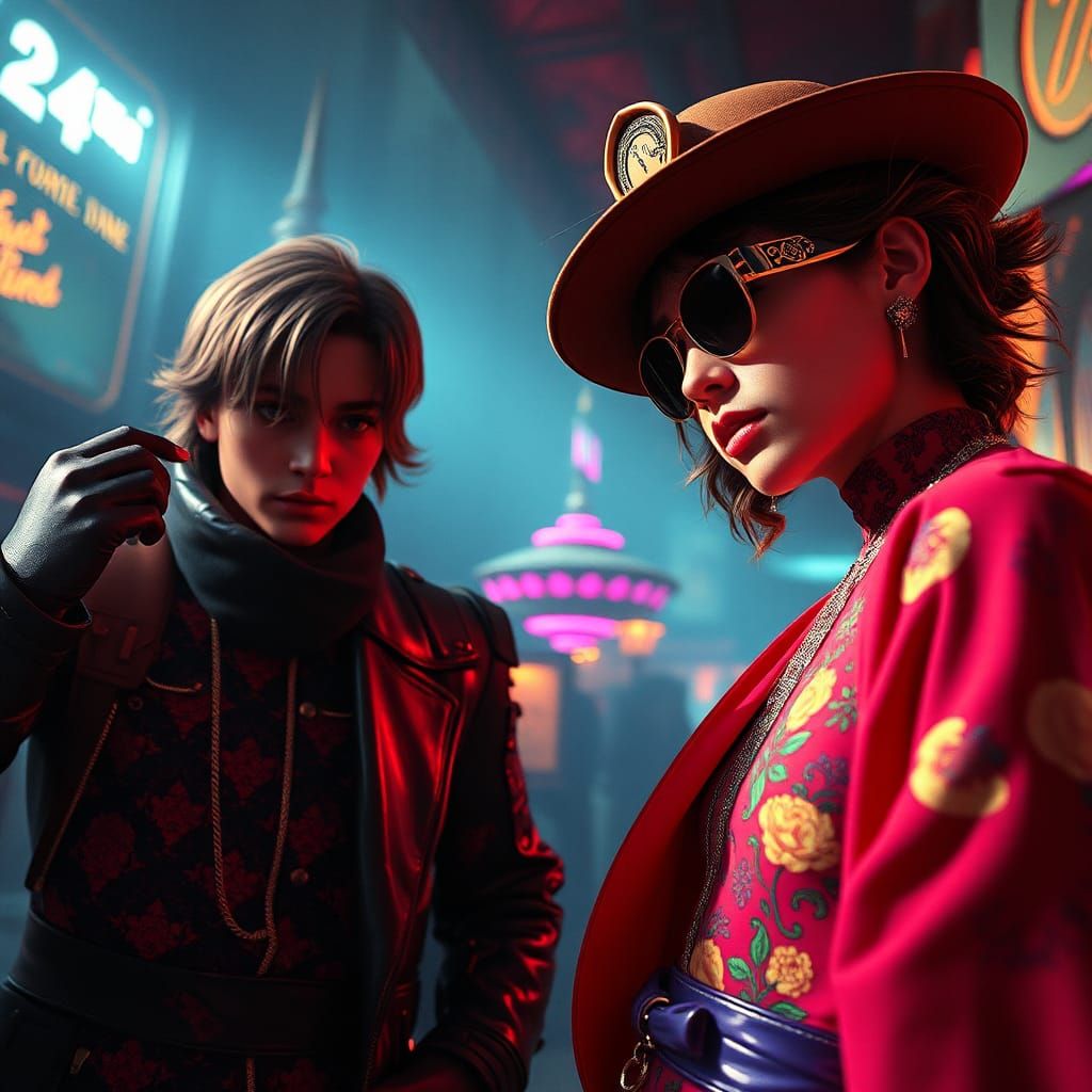 1980s Fashion in Selective Color, Matte Painting Style