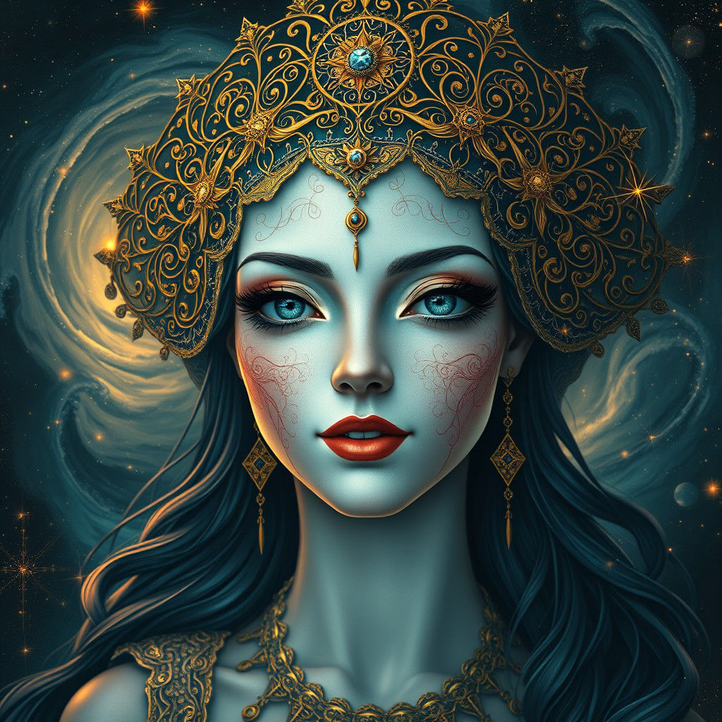 Cosmic Divine Feminine Entity in Ethereal Style