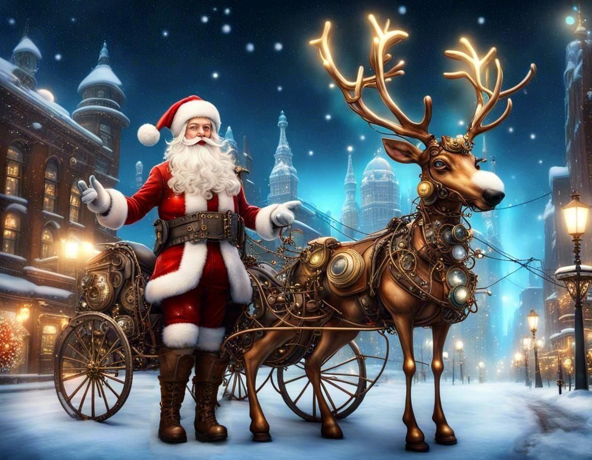 Steampunk Santa and Reindeer