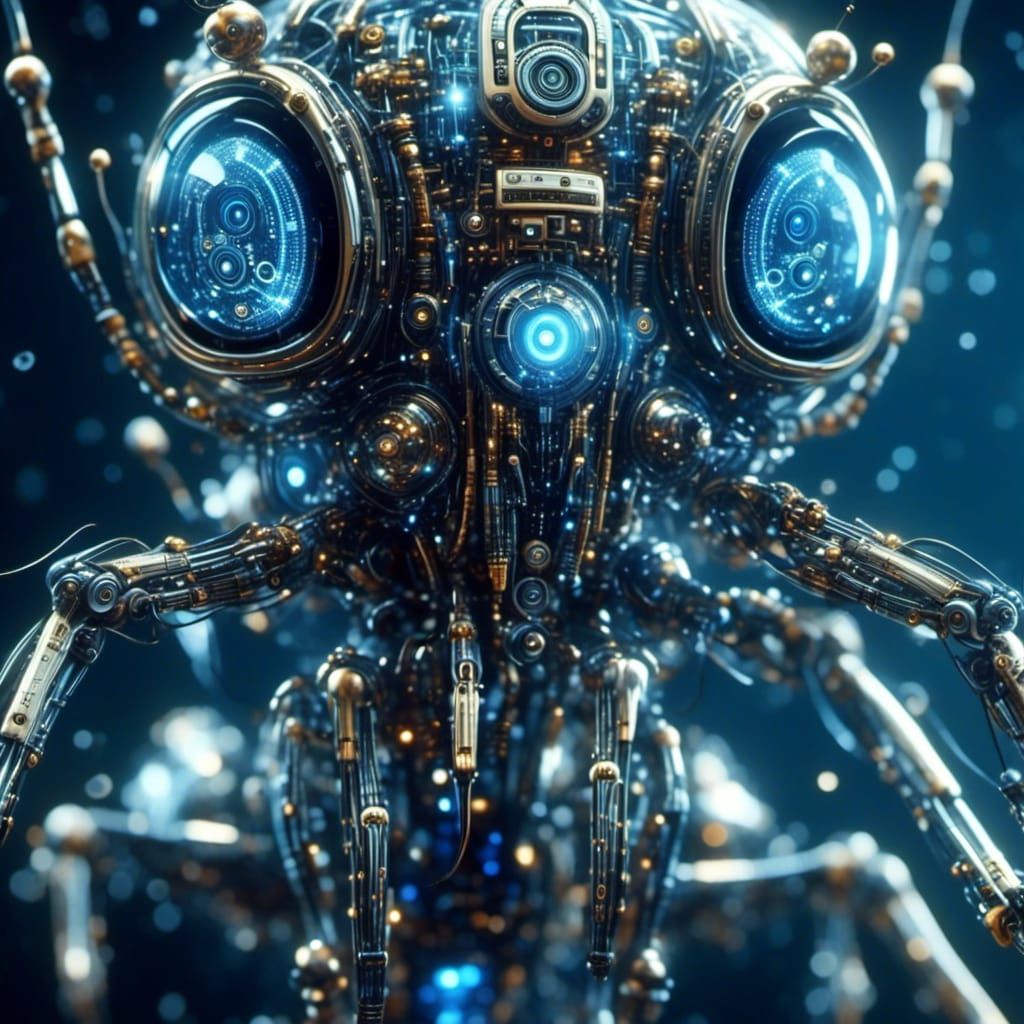 Bionic Robotic Ant Close-up in Futuristic Sci-Fi Art