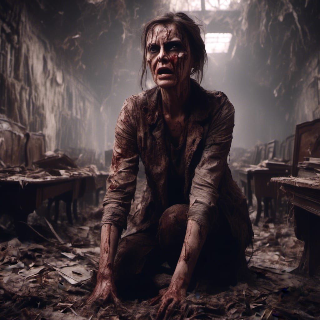 Exhausted Teacher Loses Control in Dramatic Digital Painting