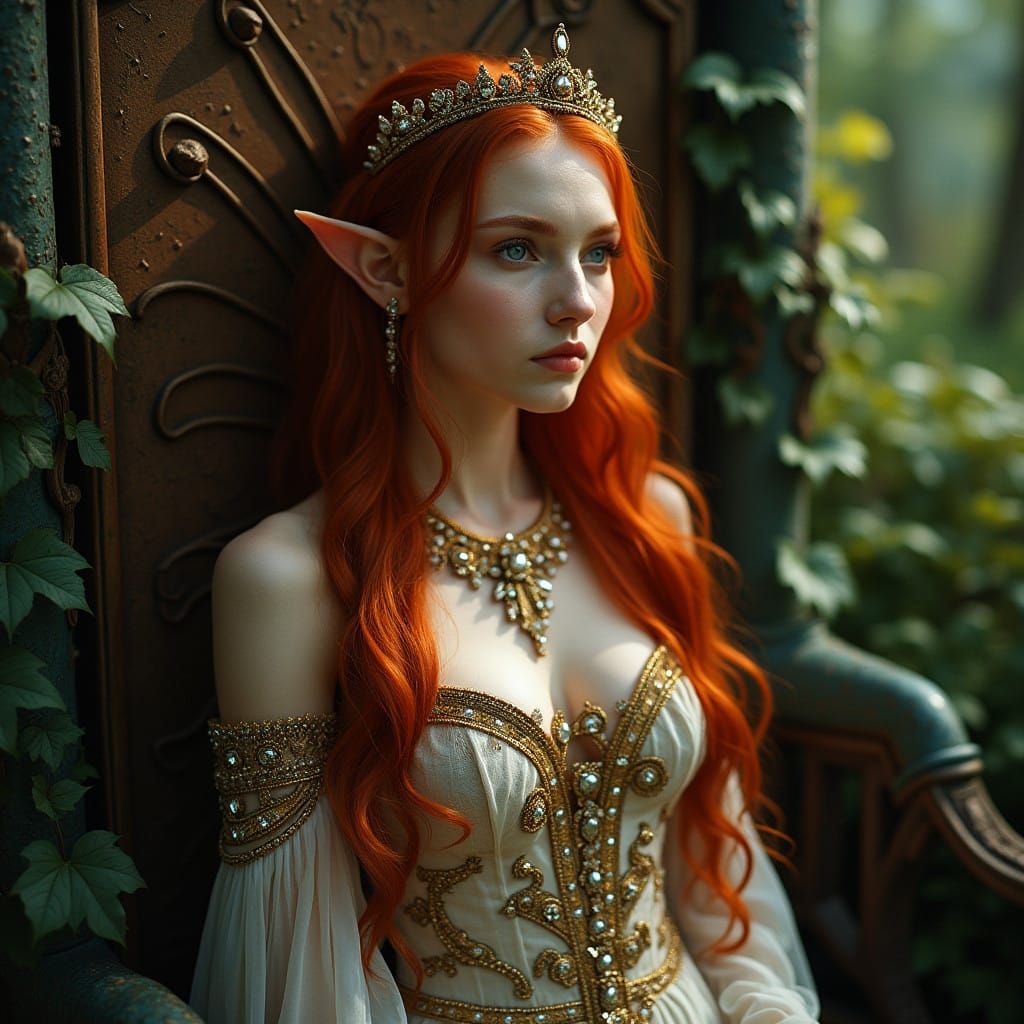 Ethereal Redhead Elf Princess in Regal Splendor