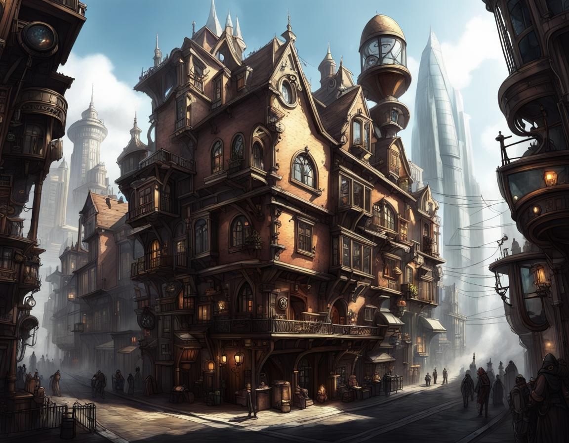 House in  the City - Aetherpunk Fantasy