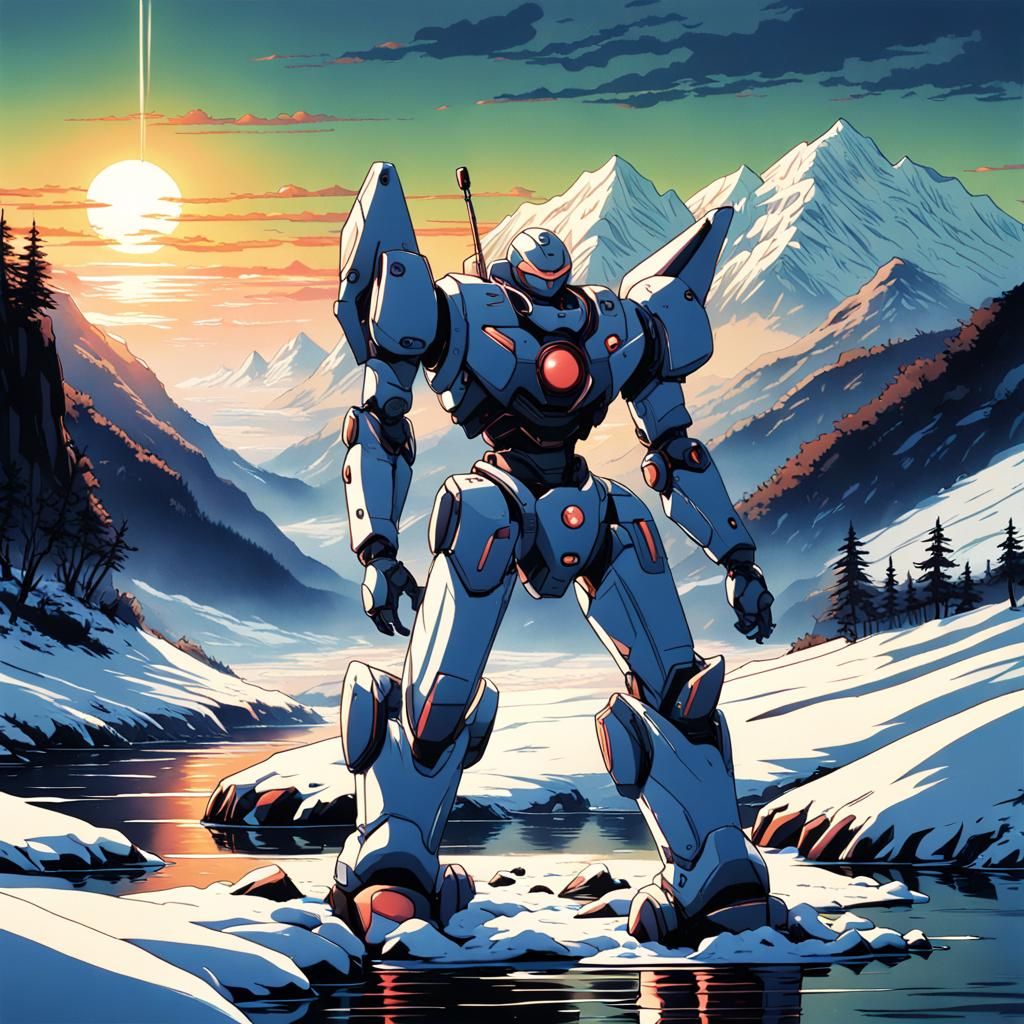 Anime Robot by Snowy River at Sunset